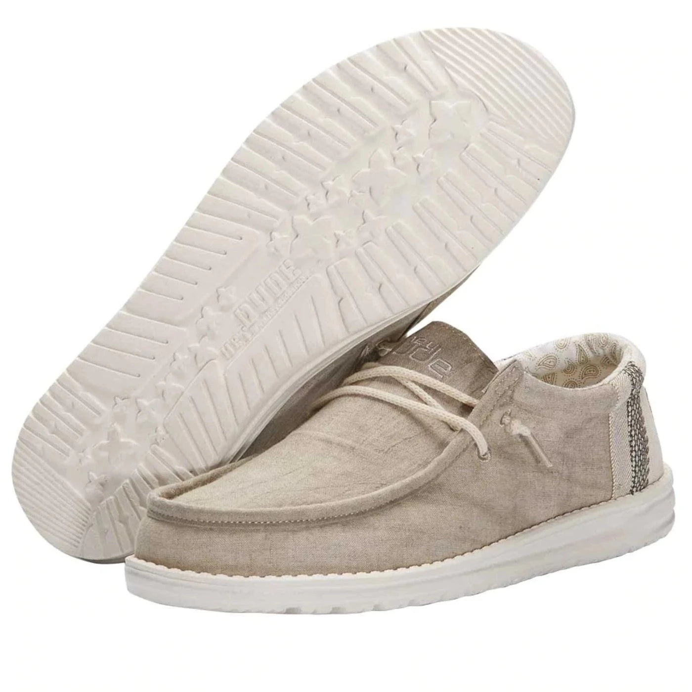 Mocassin Wally Linen Natural Kaki Hey Dude