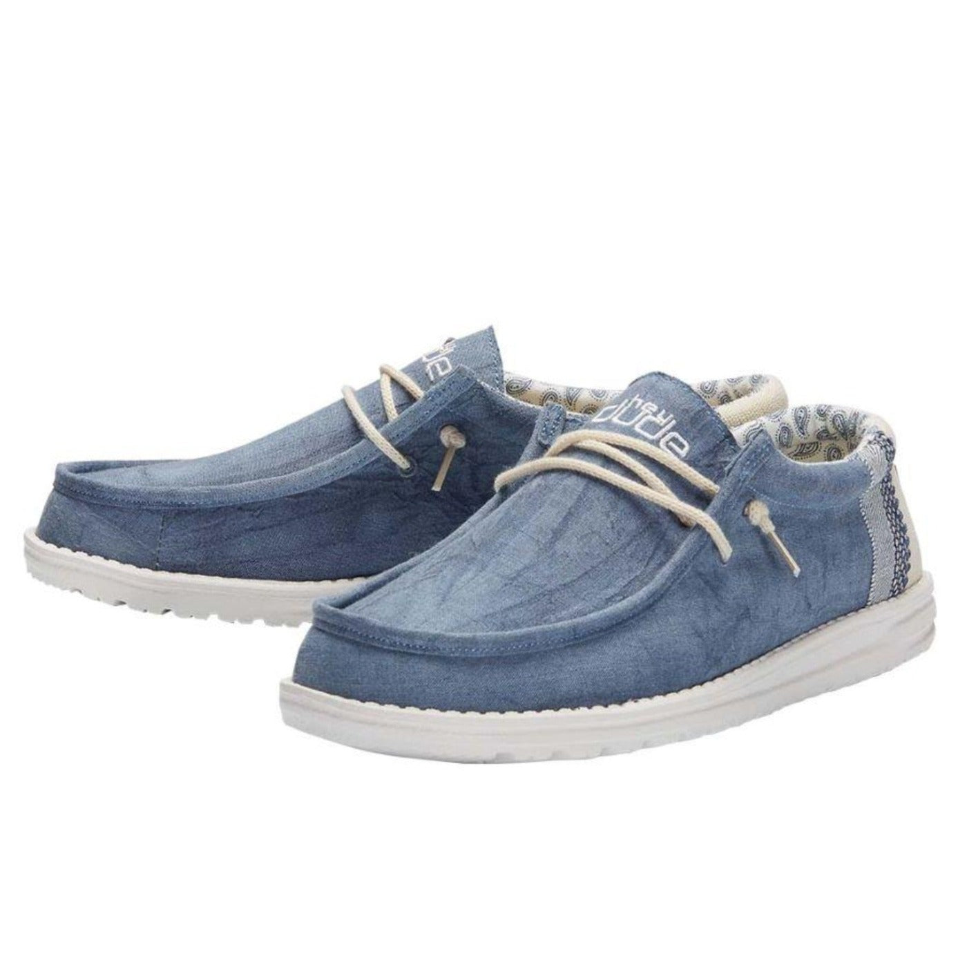 Mocassin Wally Linen Natural Azul Hey Dude
