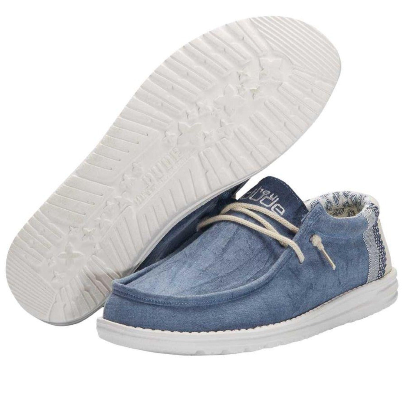 Mocassin Wally Linen Natural Azul Hey Dude