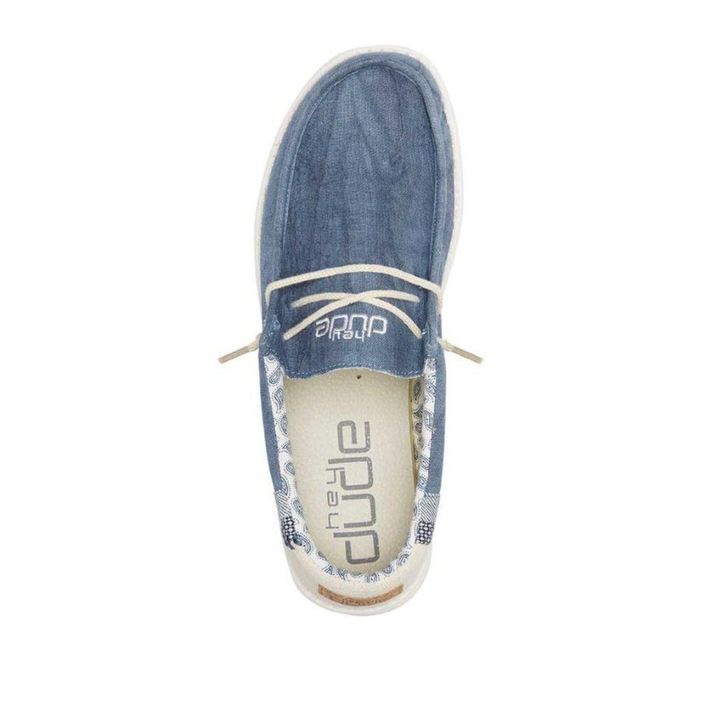Mocassin Wally Linen Natural Azul Hey Dude