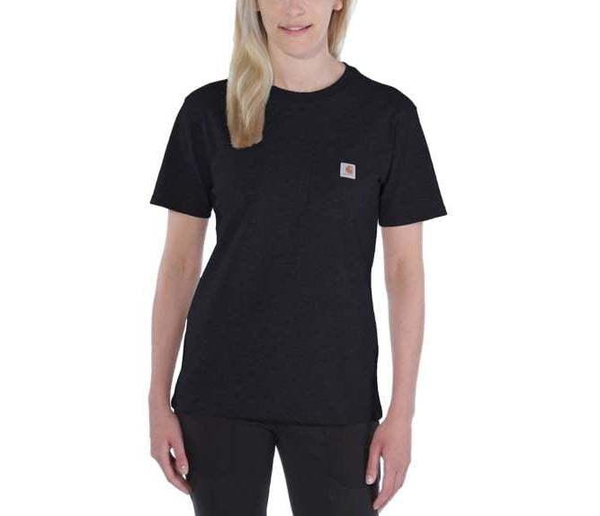 T-Shirt de mulher com manga curta Carhartt WK87 com bolso em Preto