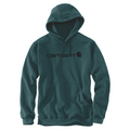 Carhartt Men's Signature Logo Hoodie in Greenstone