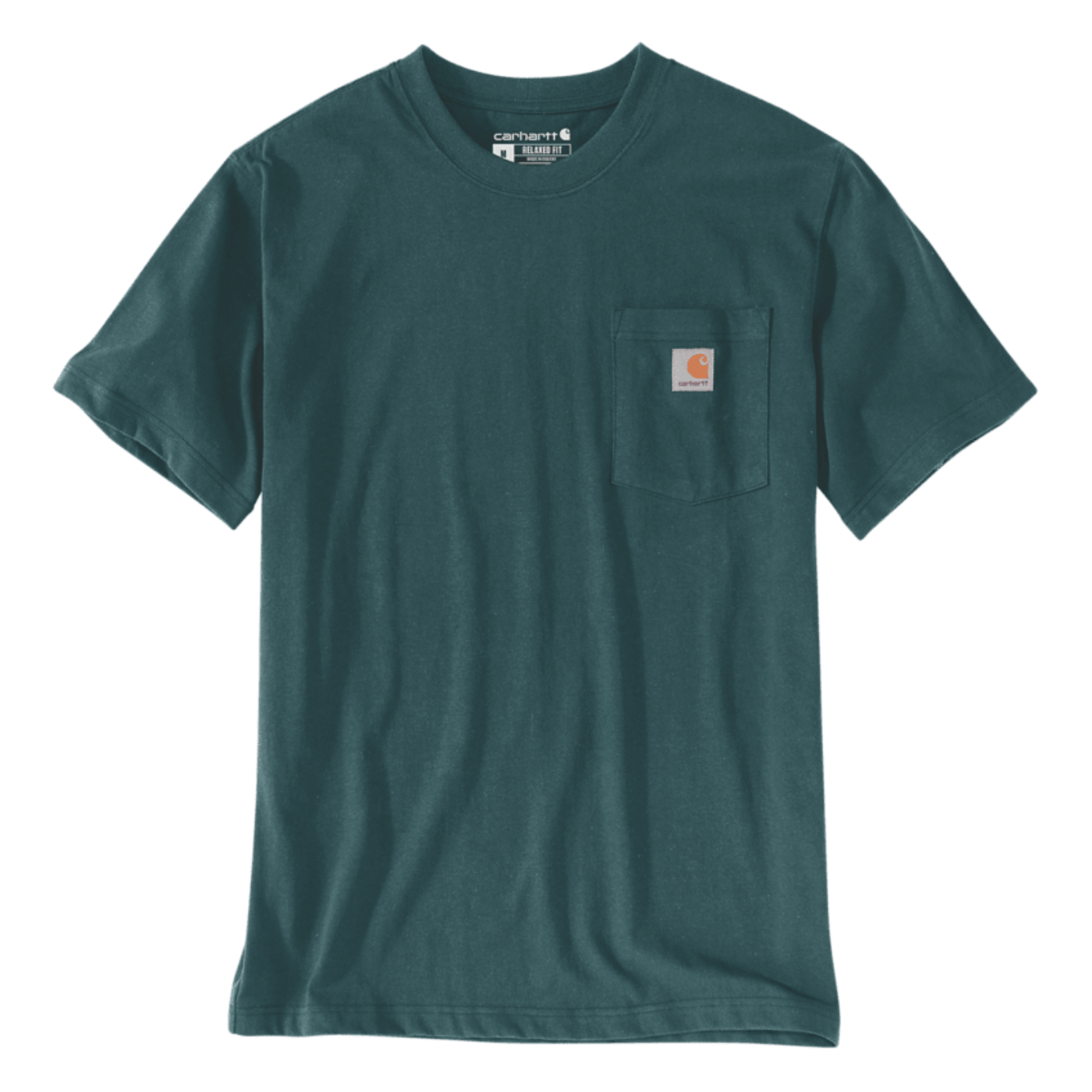 T-Shirt com manga curta de homem Carhartt Dearborn Relaxed Pocket em Greenstone. Vista de frente.