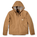 Chaqueta Carhartt para hombre, corte relajado, de lona lavada con forro de sherpa, color marrón
