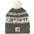 Gorro verde con puños y pompones de Carhartt