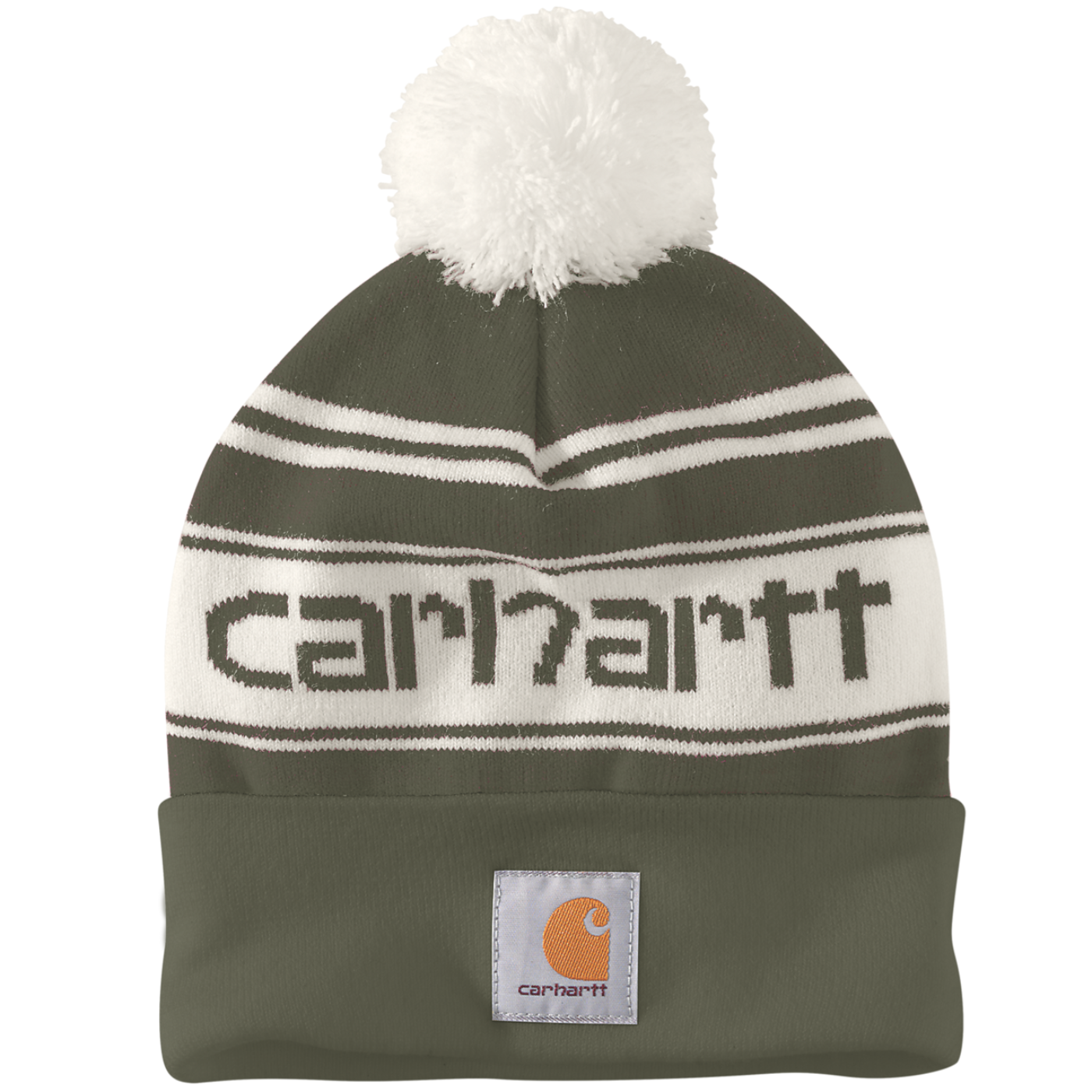 Gorro verde con puños y pompones de Carhartt