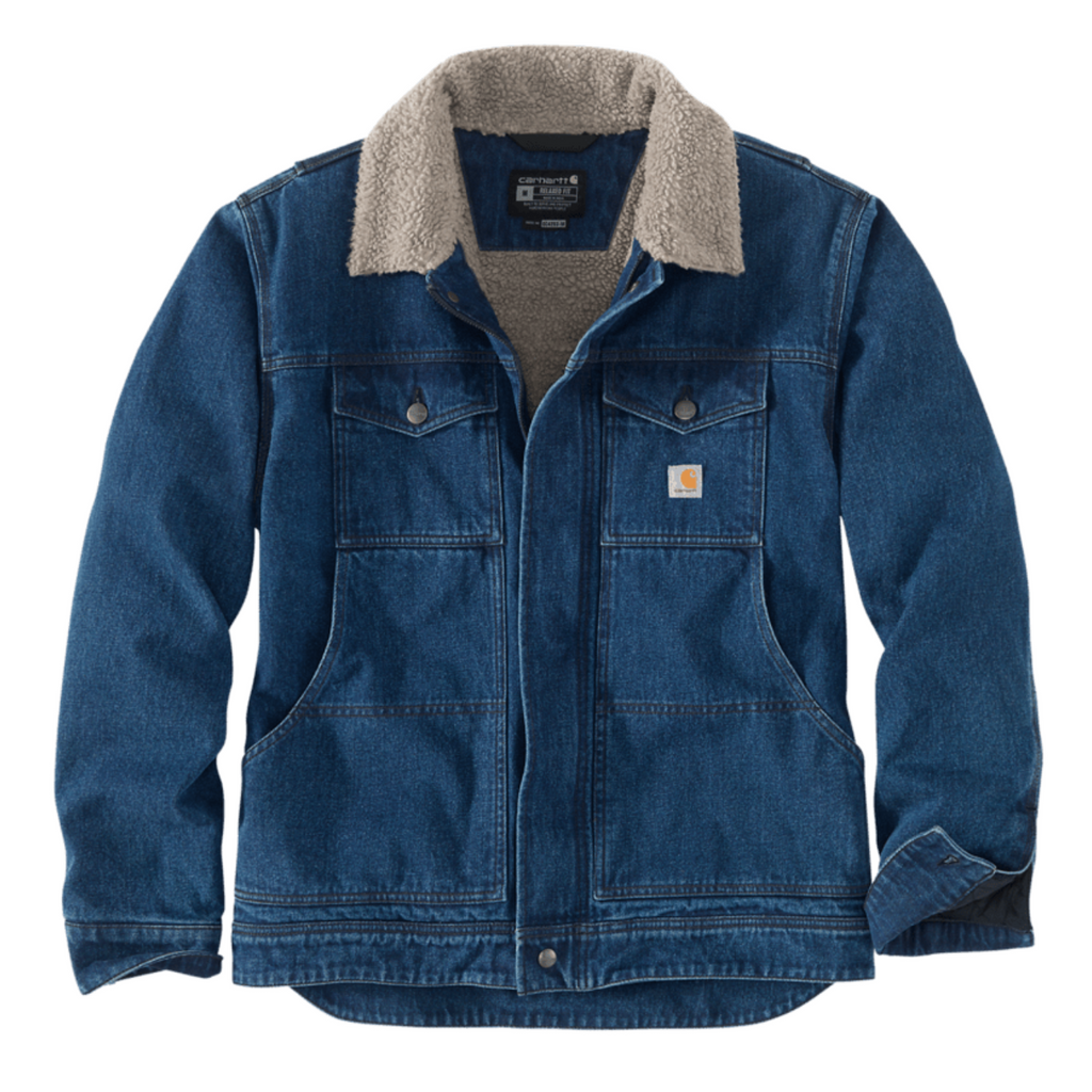 Casaco de homem Carhartt Relaxed Fit Denim Sherpa-Lined em ganga azul