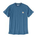 T-shirt com manga curta de homem Carhartt Force Flex em Dark Horizon Blue Heather. Foto da parte da frente.