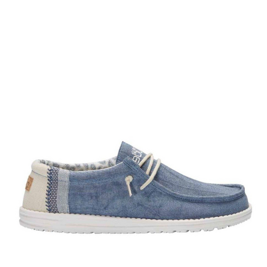 Mocassin Wally Linen Natural Azul Hey Dude