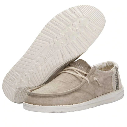 Mocassin Wally Linen Natural Kaki Hey Dude